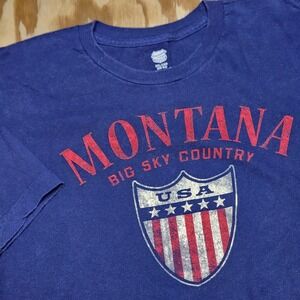 Montana Big Sky Country USA Tshirt Size 2XL Blue‎ American Summer Read Desc.